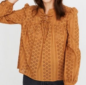 Madewell Eyelet Double-Tie Peasant Top